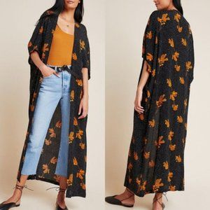 Anthropologie BEL KAZAN Black Floral Duster Kimono